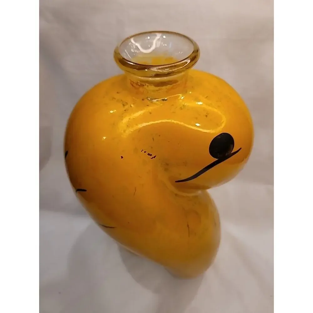 Joan Miro Style Art Deco Vintage Large Hand Painted Abstract Bulbous Glass Vase